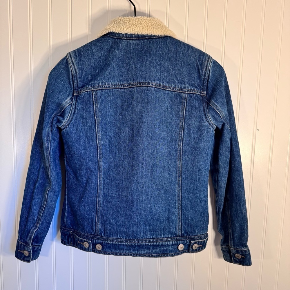 Old Navy Denim Jacket with Cream Sherpa Collar/ Interior 100% Cotton Size XS - Picture 6 of 13